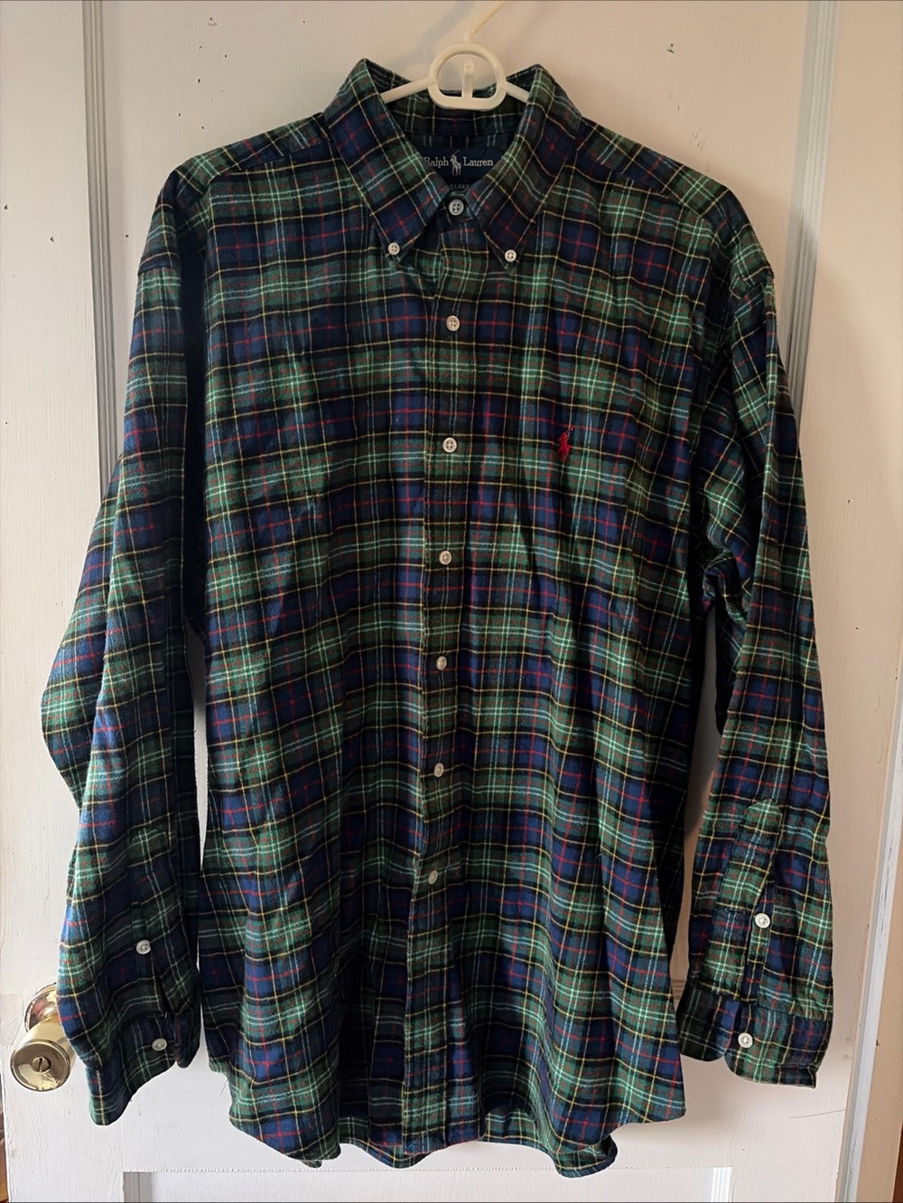 Ralph Lauren Mens Plaid Button-Down Large Shirt Vintage EUC